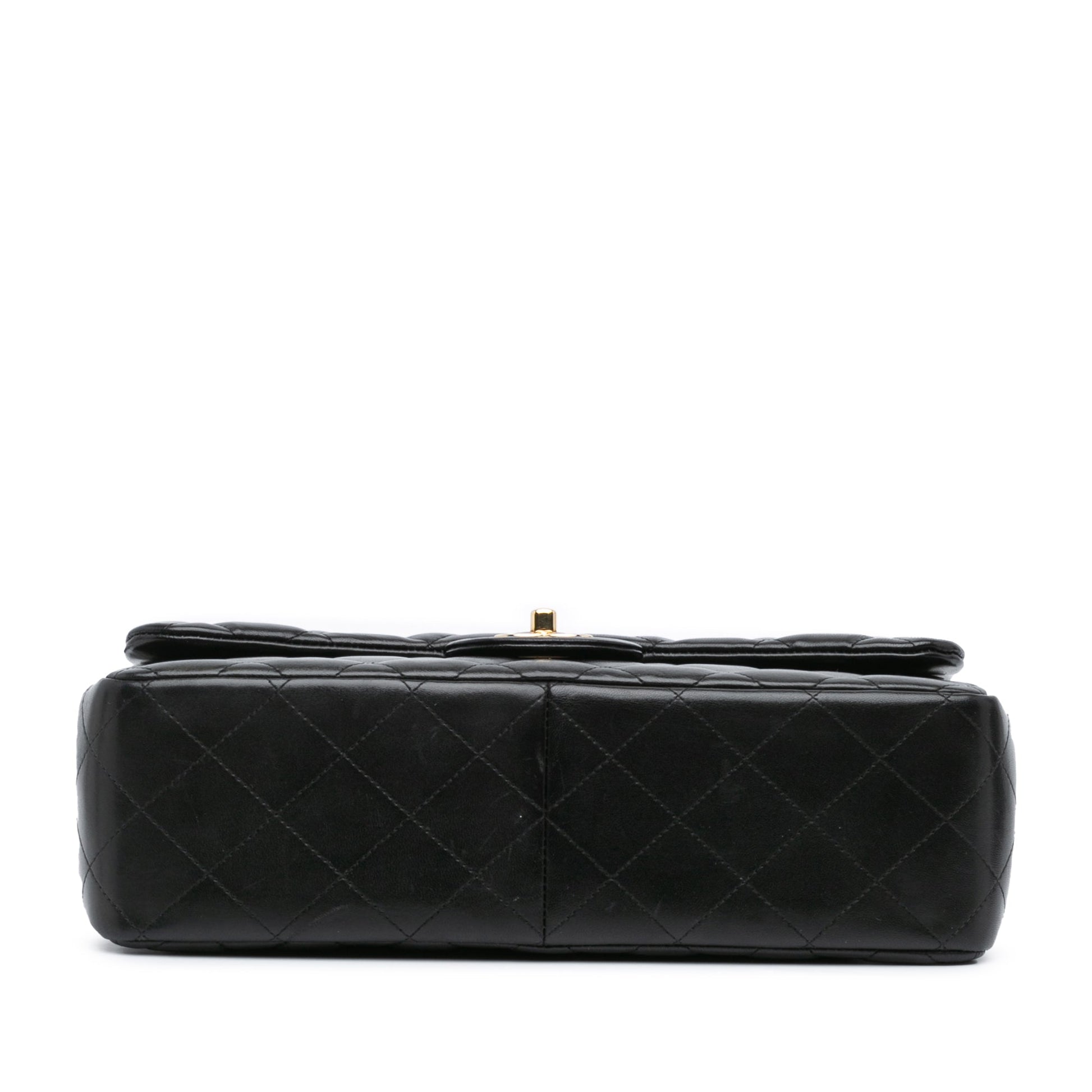 Black Chanel Jumbo Classic Lambskin Double Flap Shoulder Bag