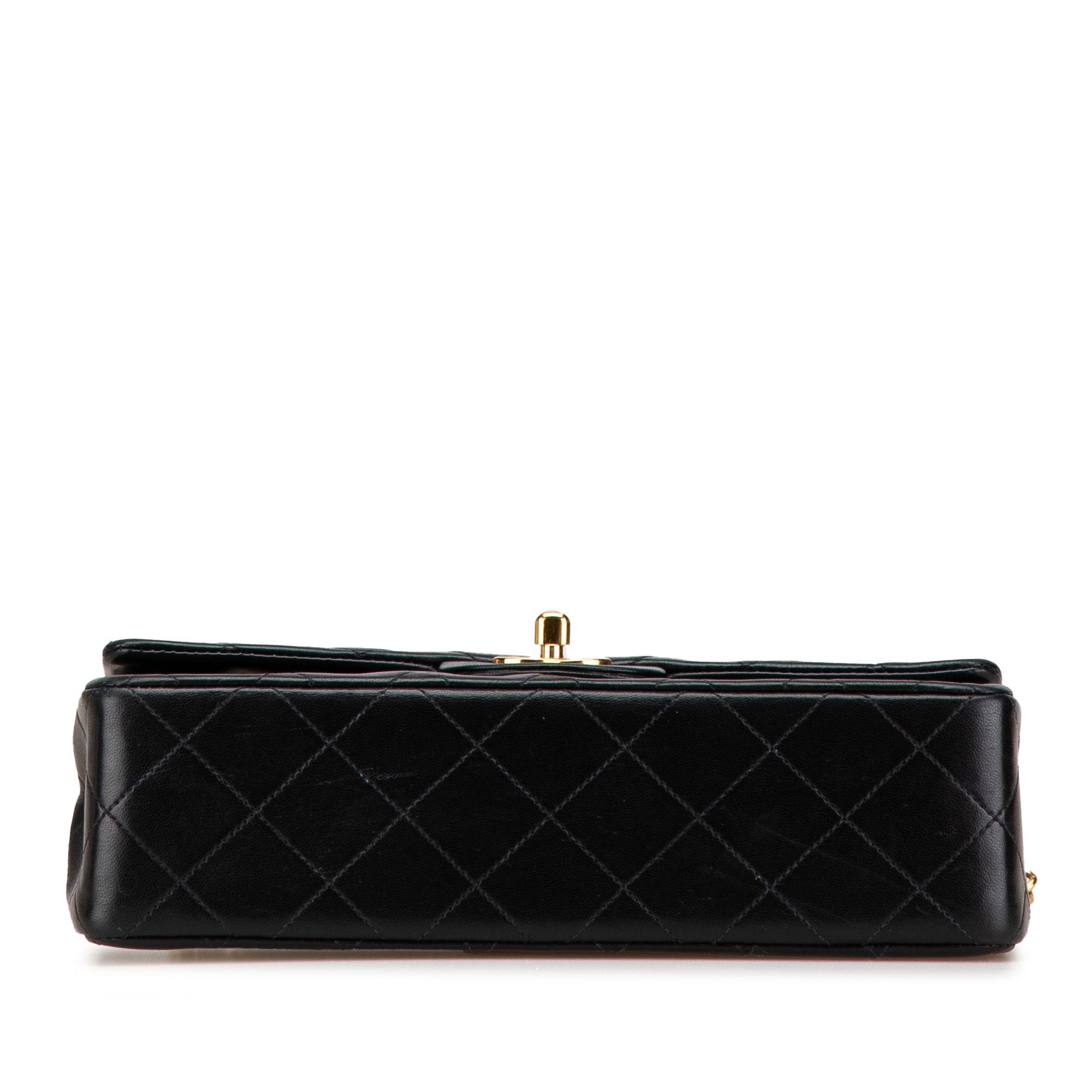 Black Chanel Small Classic Lambskin Double Flap Shoulder Bag