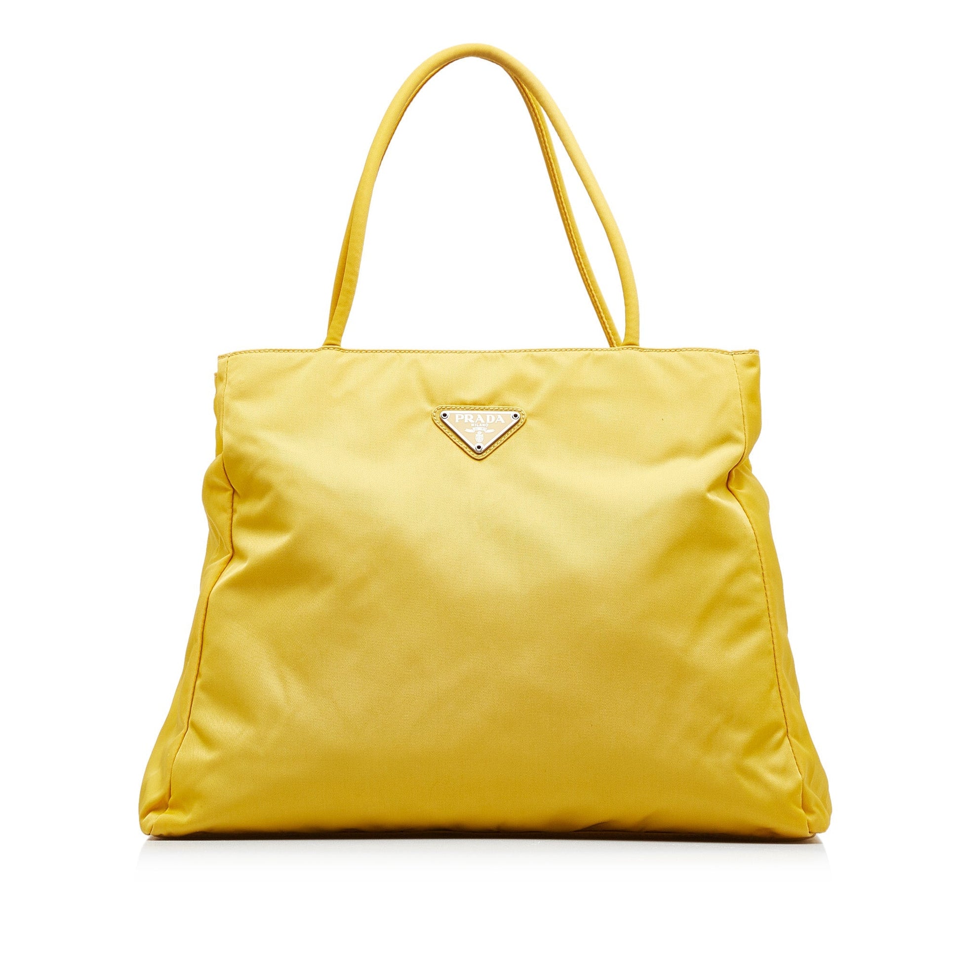 Prada Tessuto Tote Canvas Nylon Yellow Tote Bag