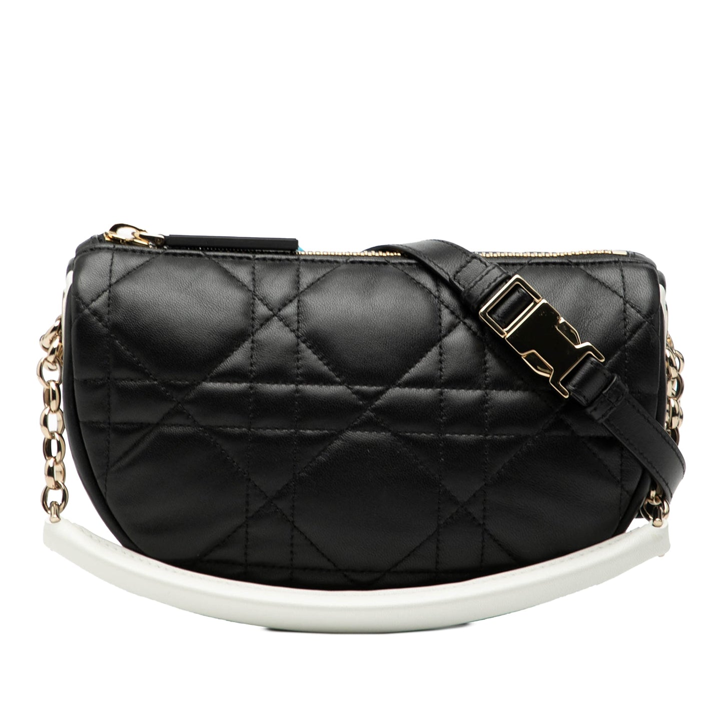 Dior Handbag Cannage Vibe Hobo Satchel Lambskin Black Small Satchel Bag