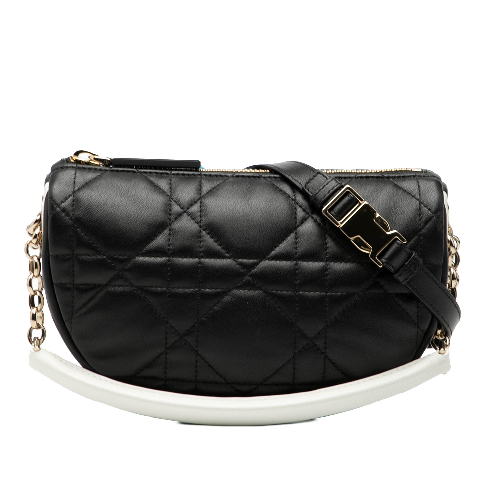 Dior Handbag Cannage Vibe Hobo Satchel Lambskin Black Small Satchel Bag