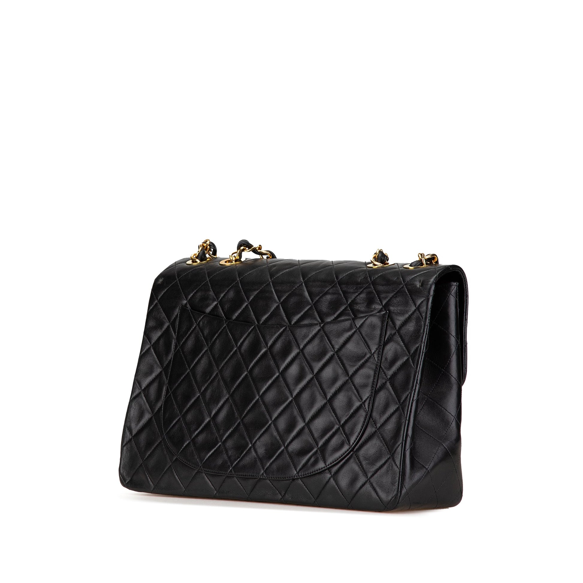 Black Chanel Maxi XL Classic Lambskin Single Flap Shoulder Bag