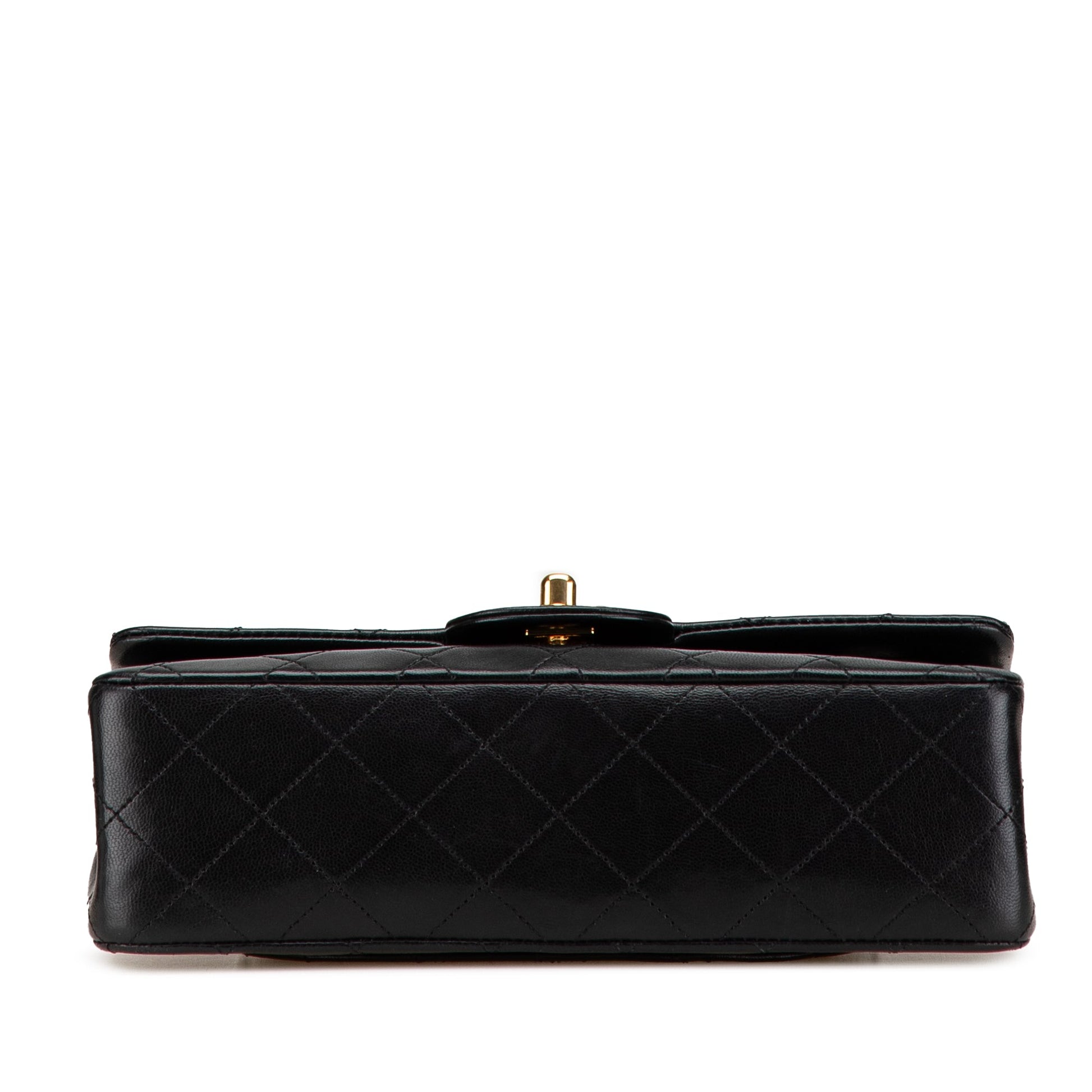 Black Chanel Small Classic Lambskin Double Flap Shoulder Bag