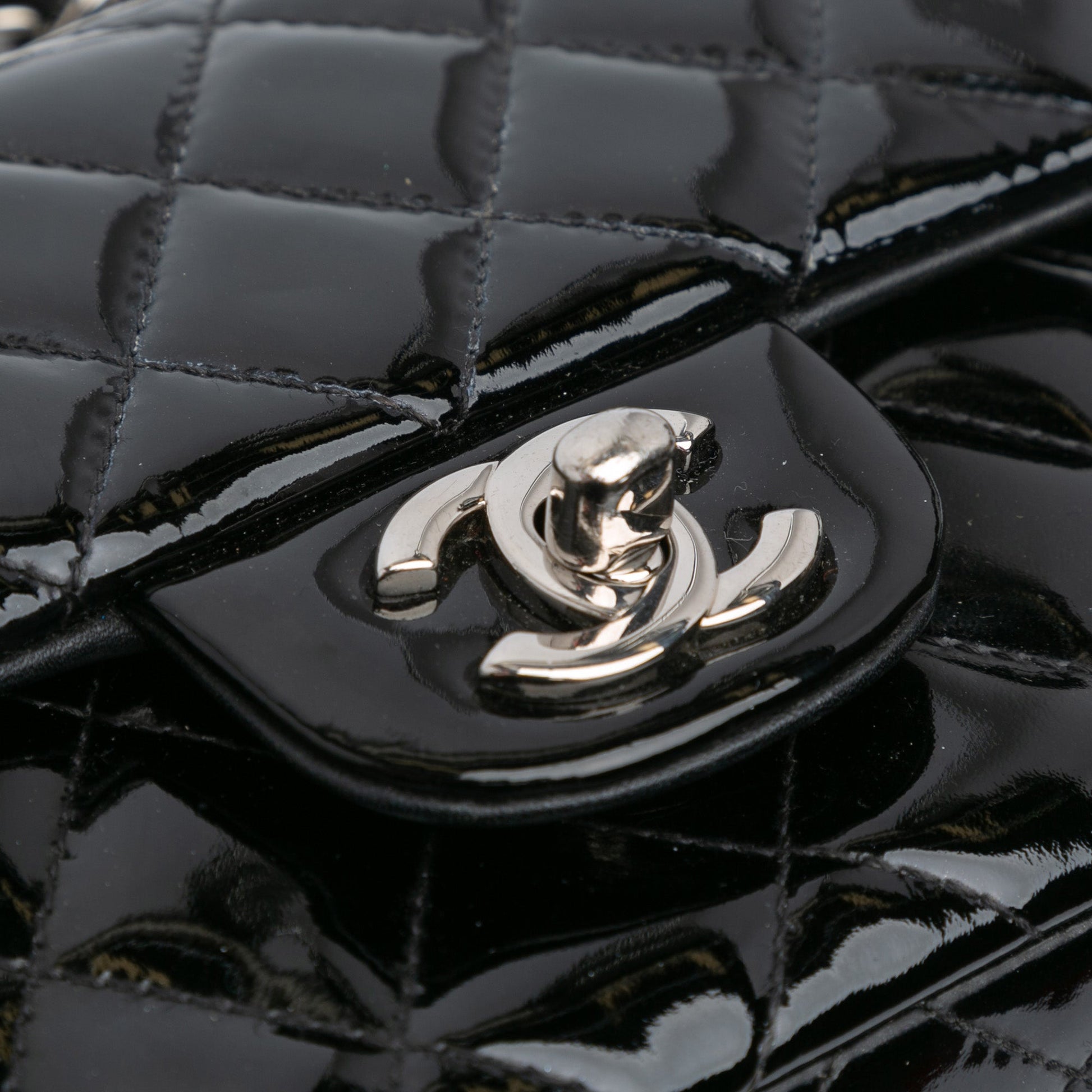 Black Chanel Mini Rectangular Classic Patent Single Flap Crossbody Bag