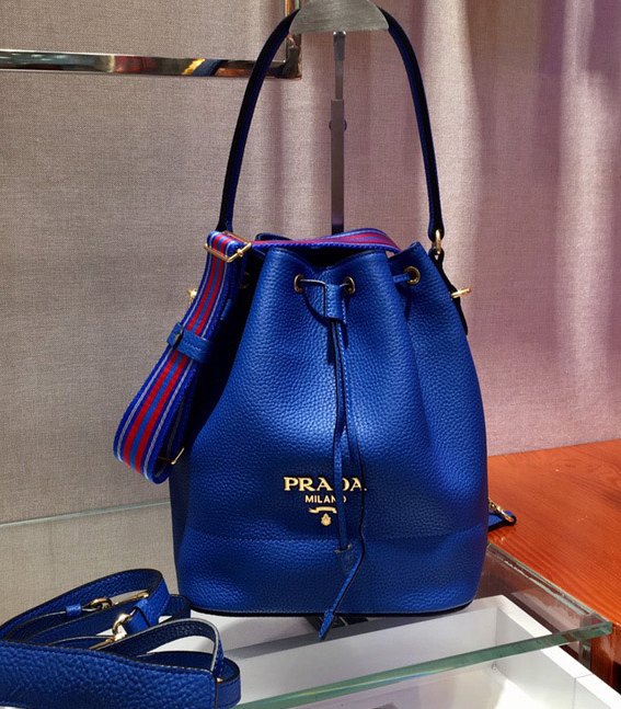 Prada Prada Leather Bucket Bag Blue