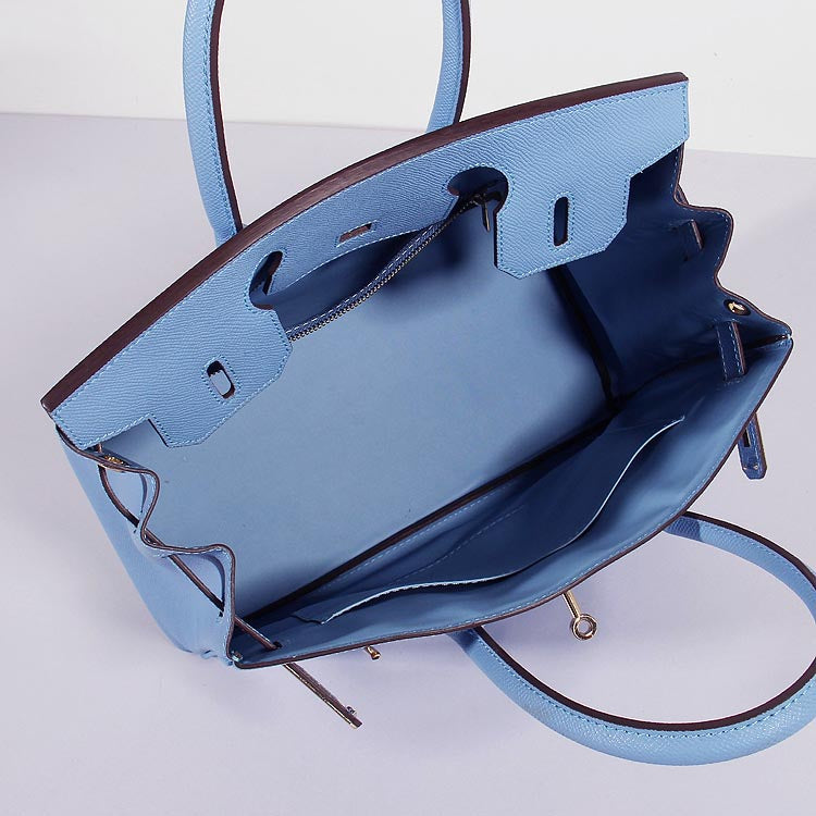 Hermes Luxury Cm Birkin Bag Epsom With Strap Leather Blue Travel Bag