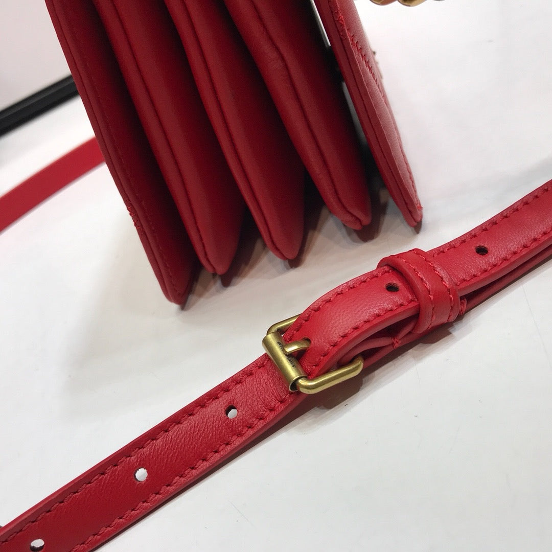 YSL Saint Laurent Ysl Saint Laurent Angie Patent Handbag Red For Travel Bag