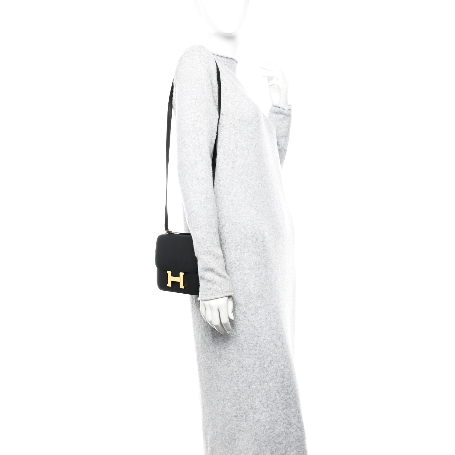 Hermes Epsom Constance Handbag Black Travel Bag 18 Black 1659808