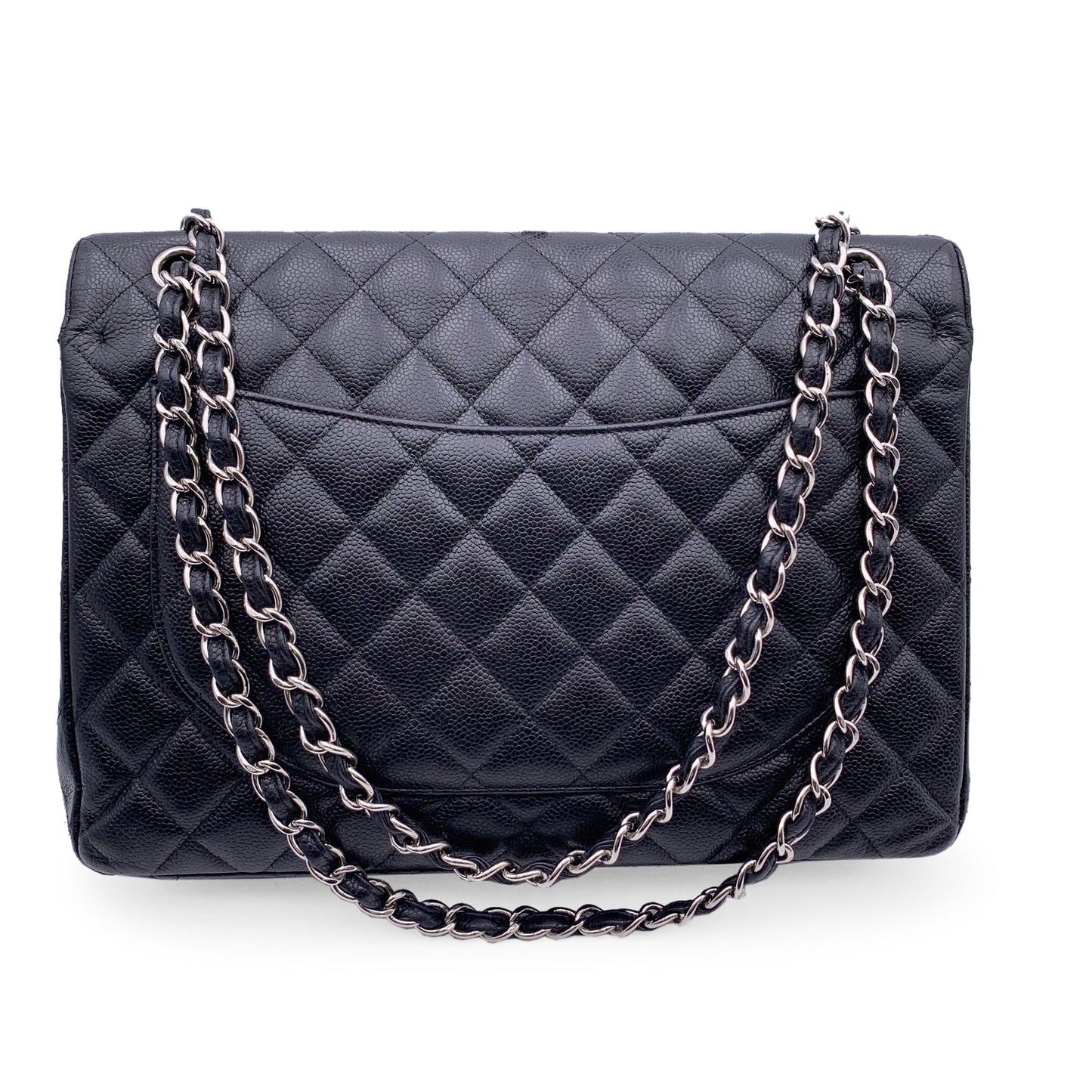 Chanel Black Quilted Caviar Maxi Timeless Classic . Double New Bag