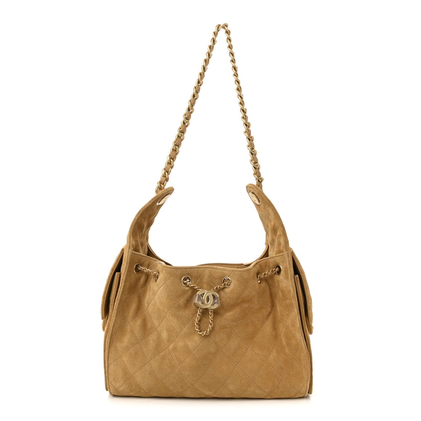 Chanel Suede Quilted Small 25 Handbag Beige