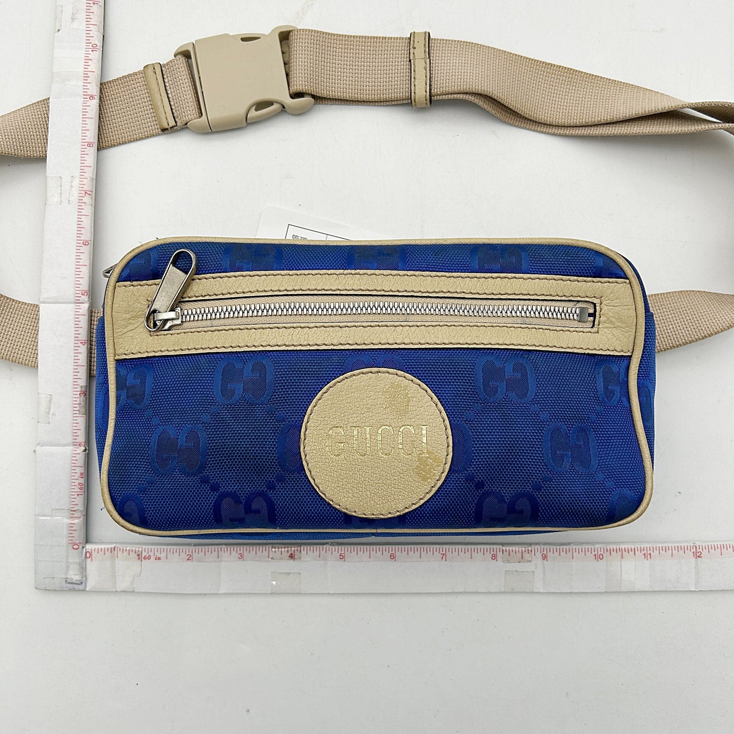 Gucci Econyl Nylon Monogram Off The Grid Belt Bag Orient Blue New Plaster gu8826bd