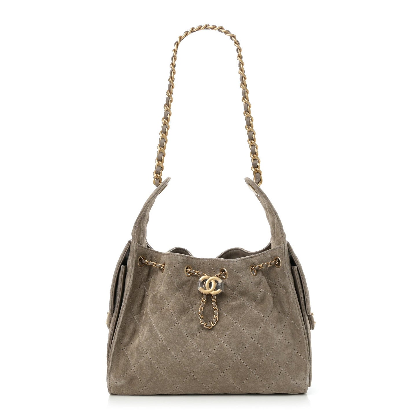 Chanel Suede Quilted Small 25 Handbag Dark Grey