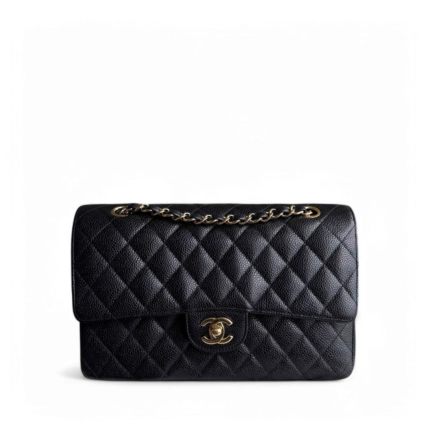 Chanel Classic Flap Medium - Caviar 25CM Quilted Black Gold Hardware Series 19