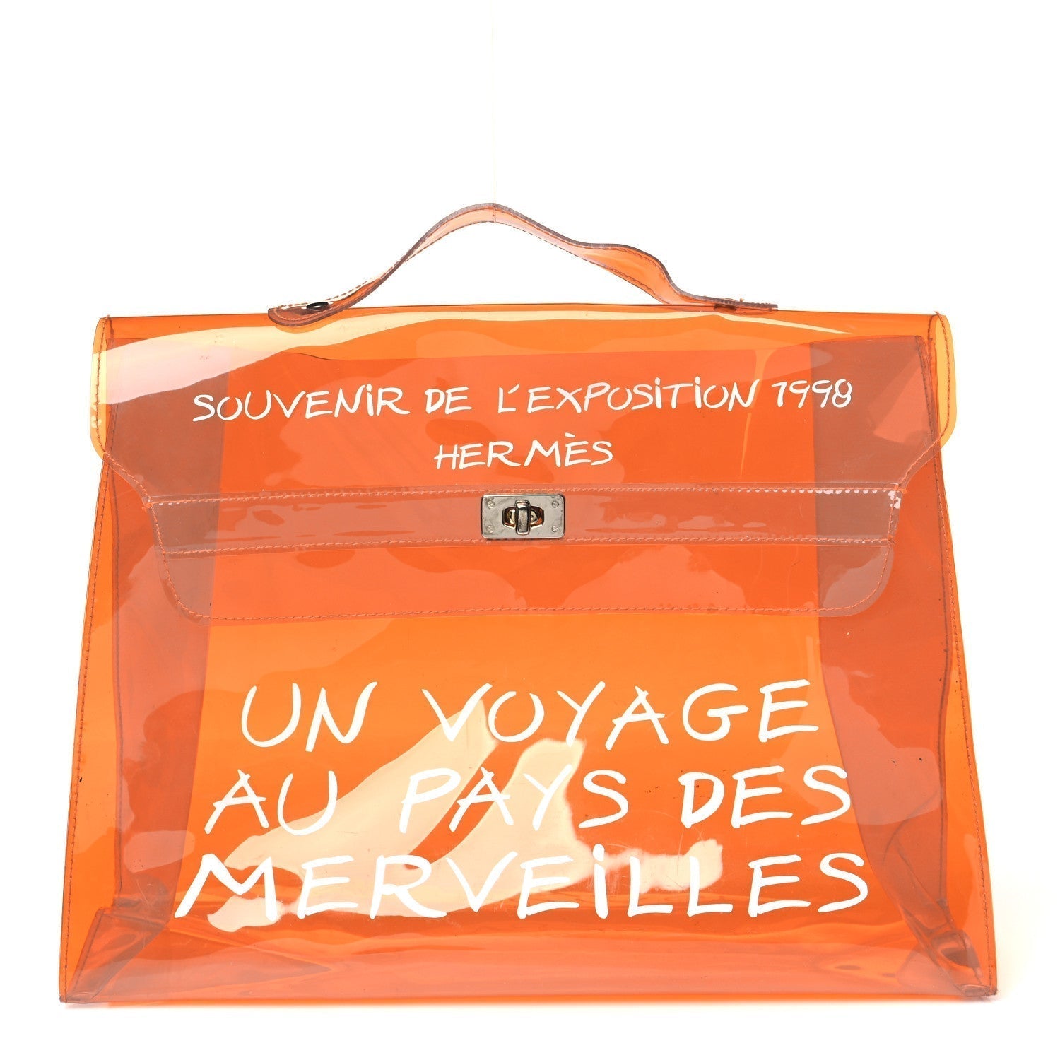 Hermes Vinyl Souvenir De Exposition Kelly Handbag Orange Travel Bag Kelly Orange 1760696