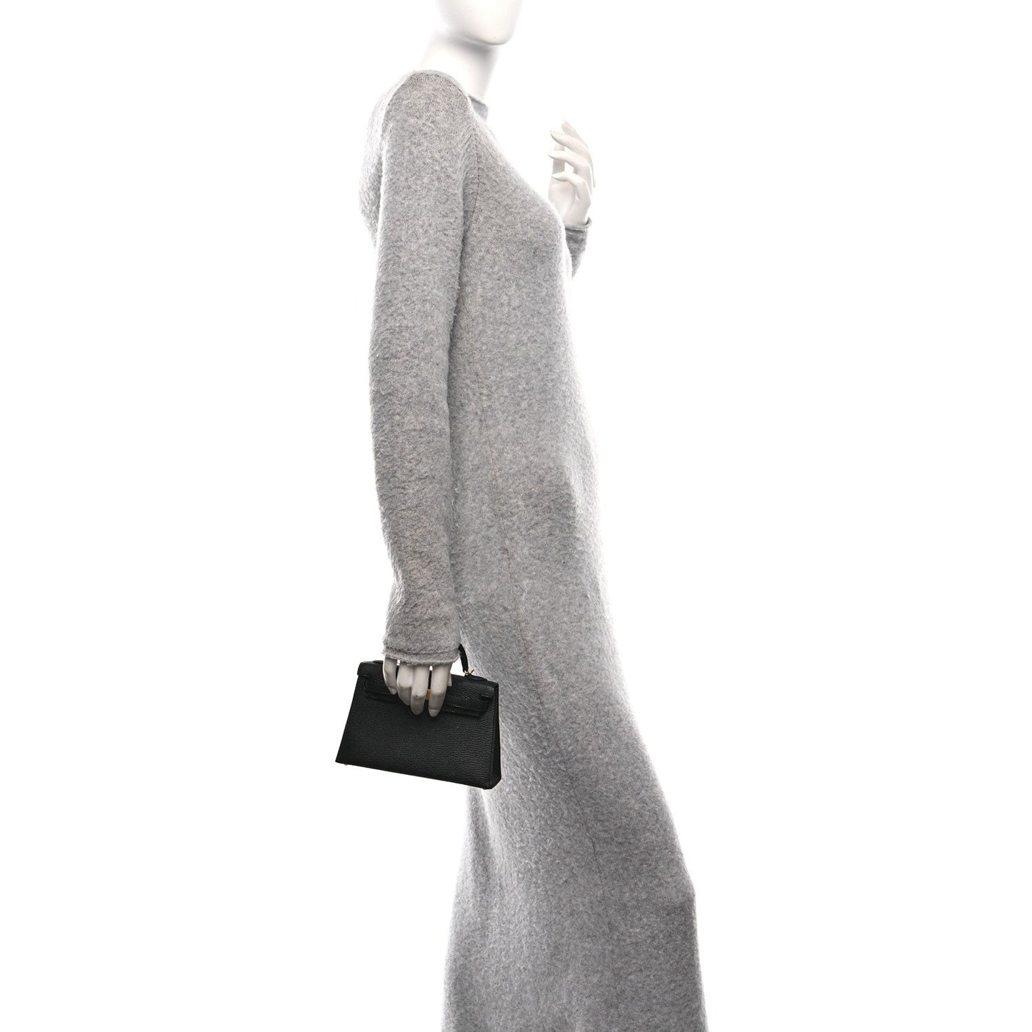 Hermes Chevre Mysore Horseshoe Kelly Sellier Handbag Black Mini Shoes