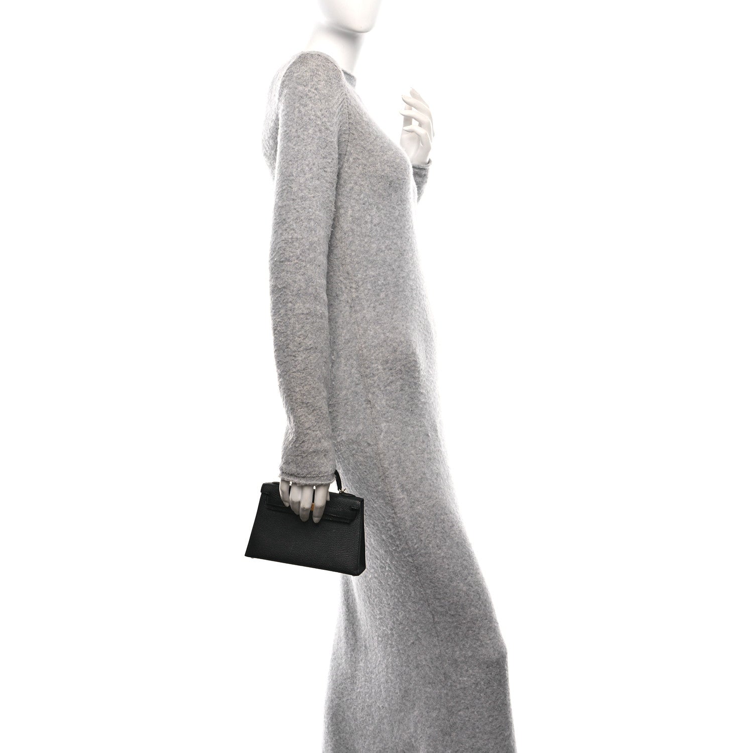 Hermes Chevre Mysore Horseshoe Kelly Sellier Handbag Black Mini Shoes