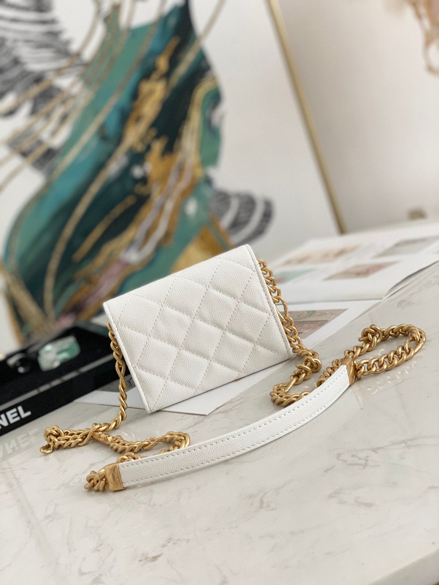 CHLMini Toned Hardware 4.7in 12cm White Gold Flap Mini Bag