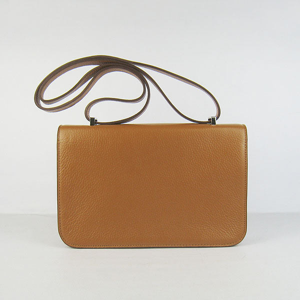 Hermes Luxury Calf Message Bag H Light Coffee Leather Silver Travel Bag