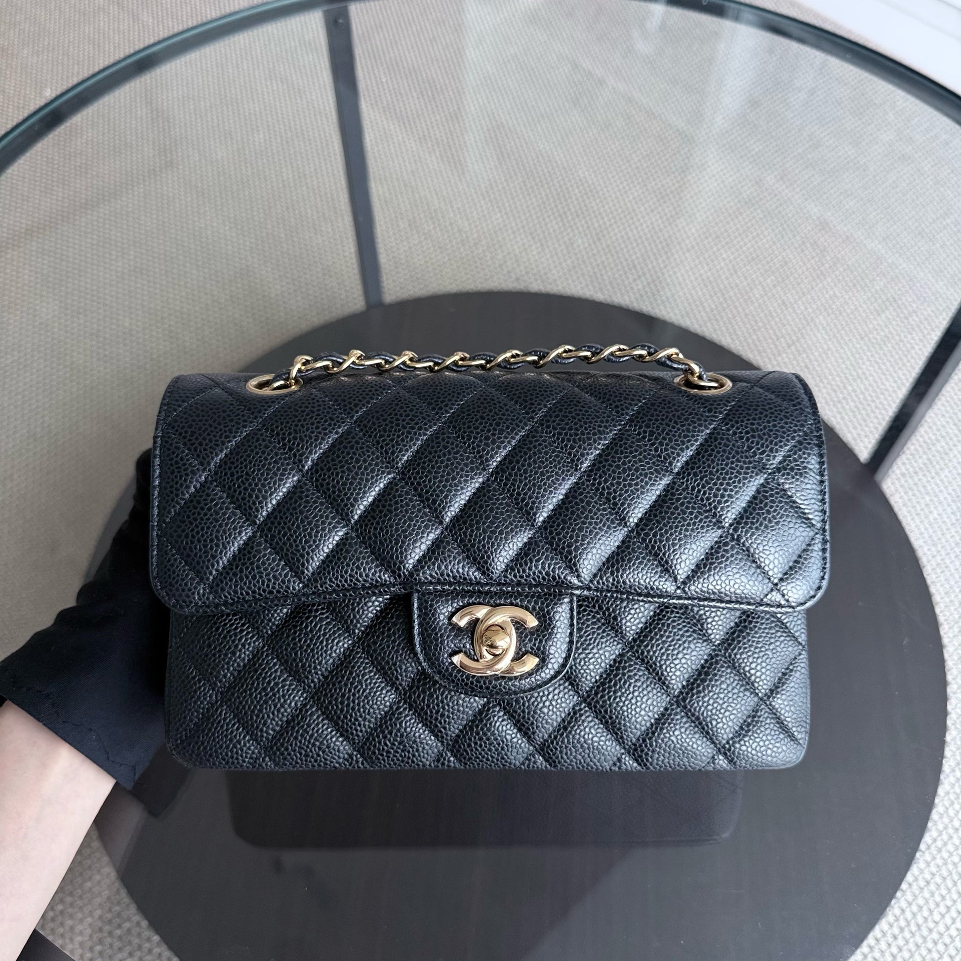 Chanel Classic Flap Small - Caviar 23CM Quilted Black Gold Hardware Series 30