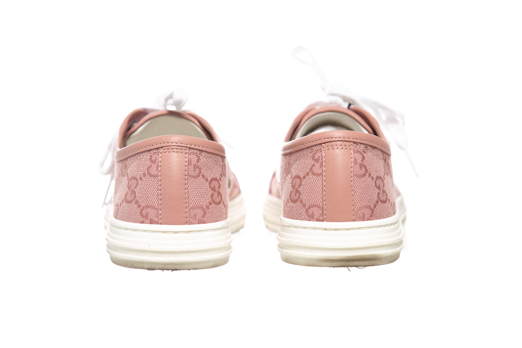 Gucci Pink Canvas GG Lace Up Sneakers SZ 35.5