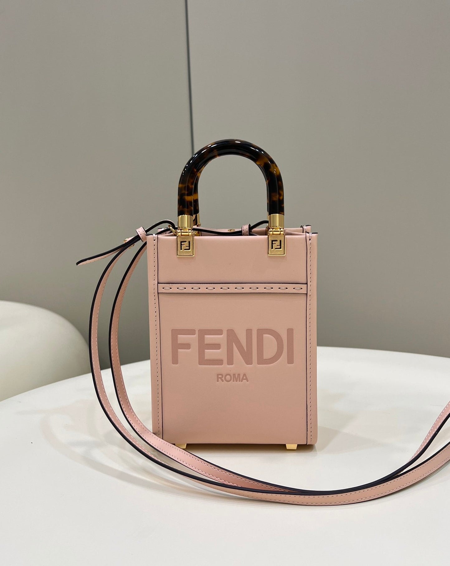 Fendi Sunshine Shopper Ff Pink Mini Crossbody Bag