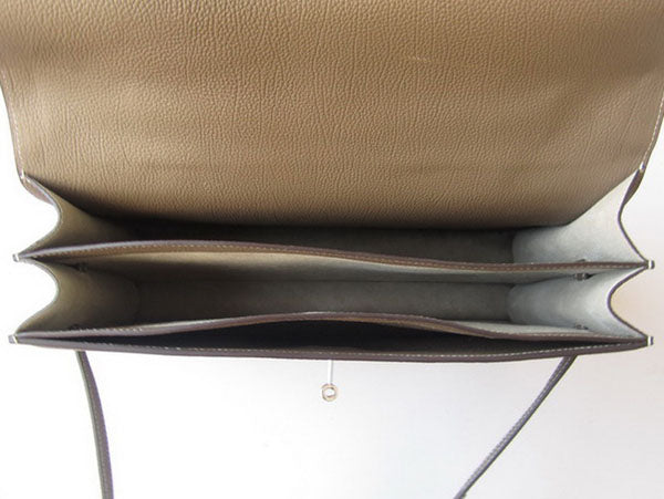 Hermes Luxury Briefcases H Unisex Grey Handbag Travel Bag
