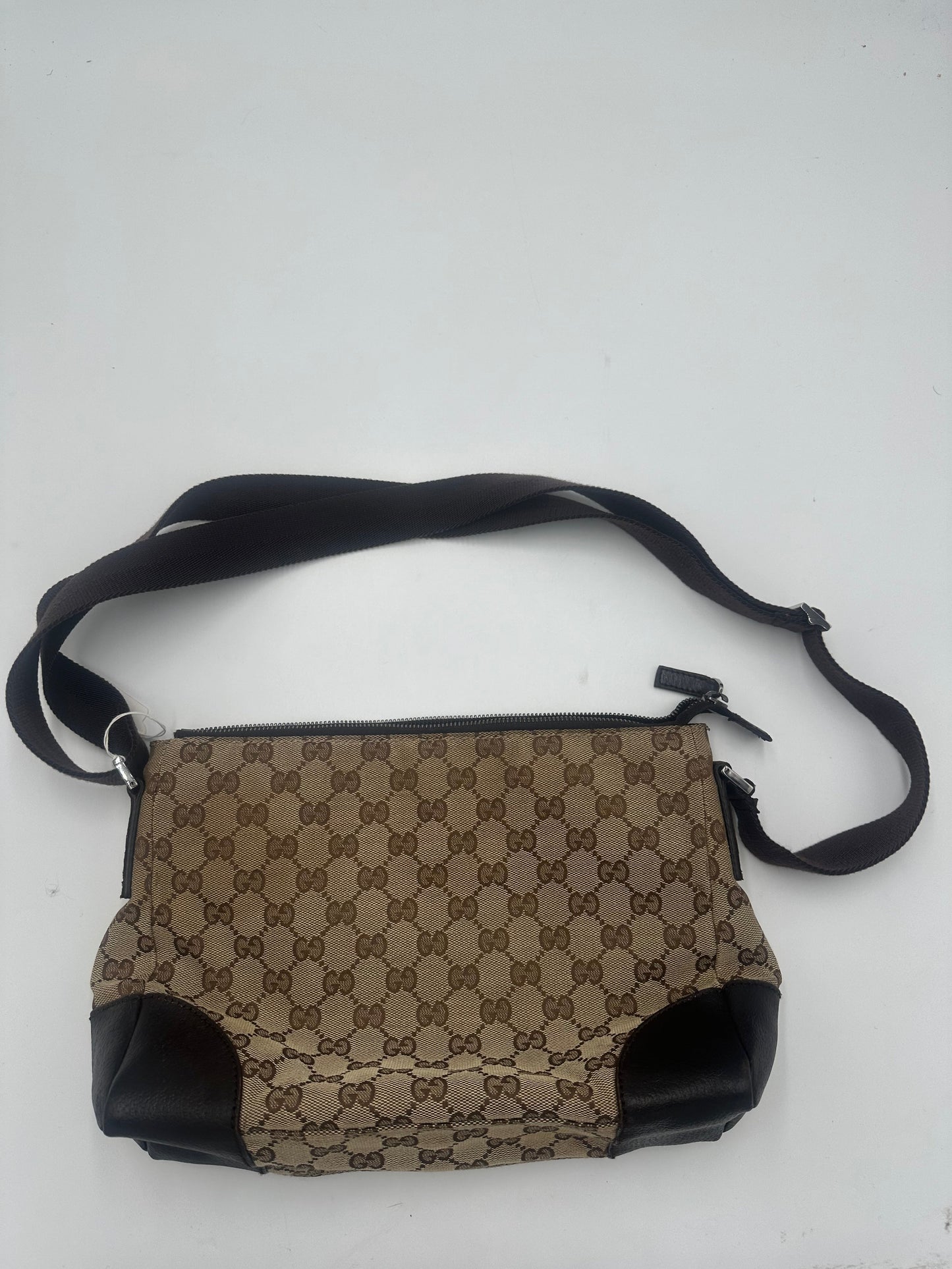 Gucci Front Pocket Messenger Bag Gg Canvas Beige Canvas Shoulder Bag Bag