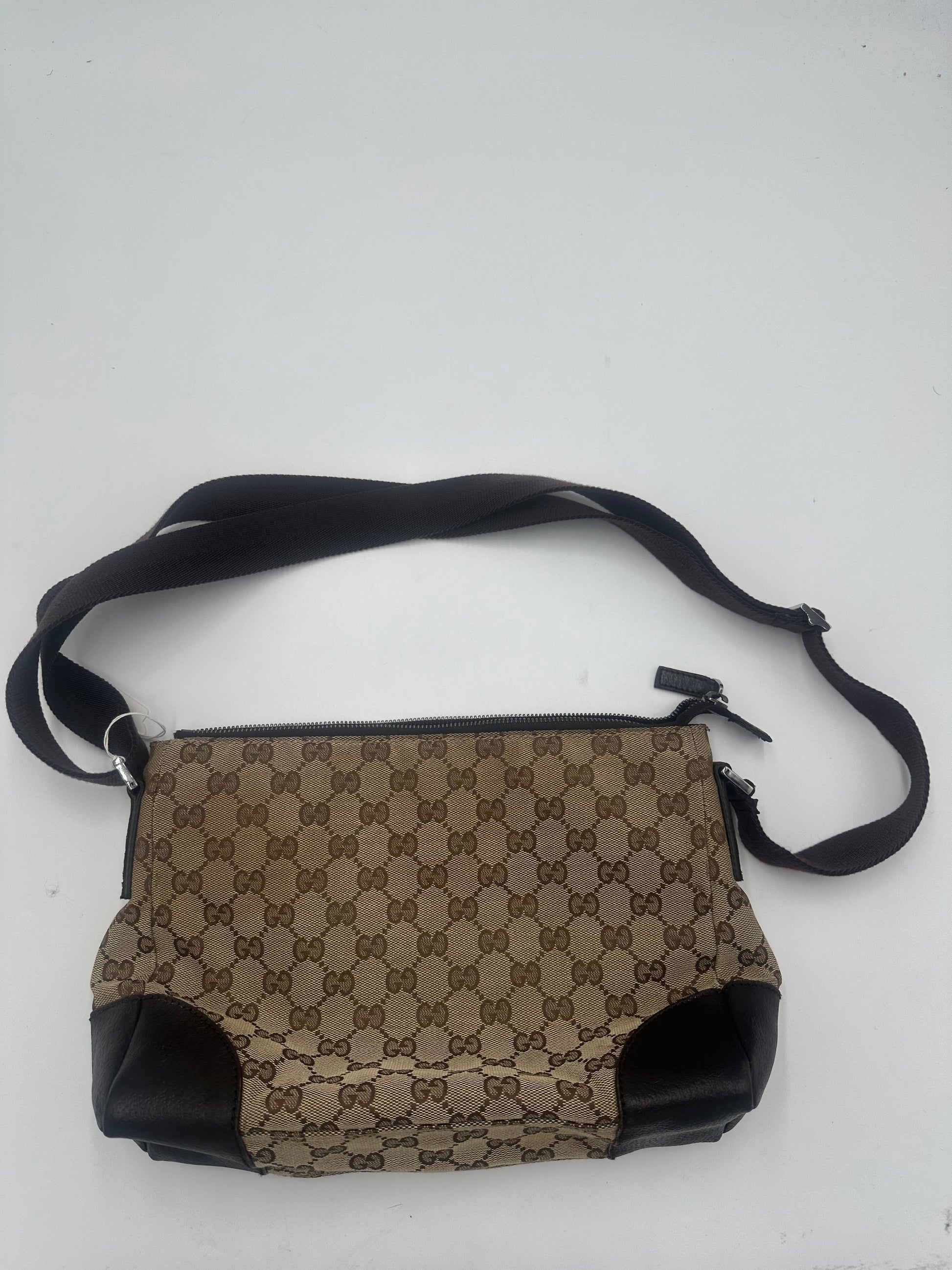 Gucci Front Pocket Messenger Bag Gg Canvas Beige Canvas Shoulder Bag Bag