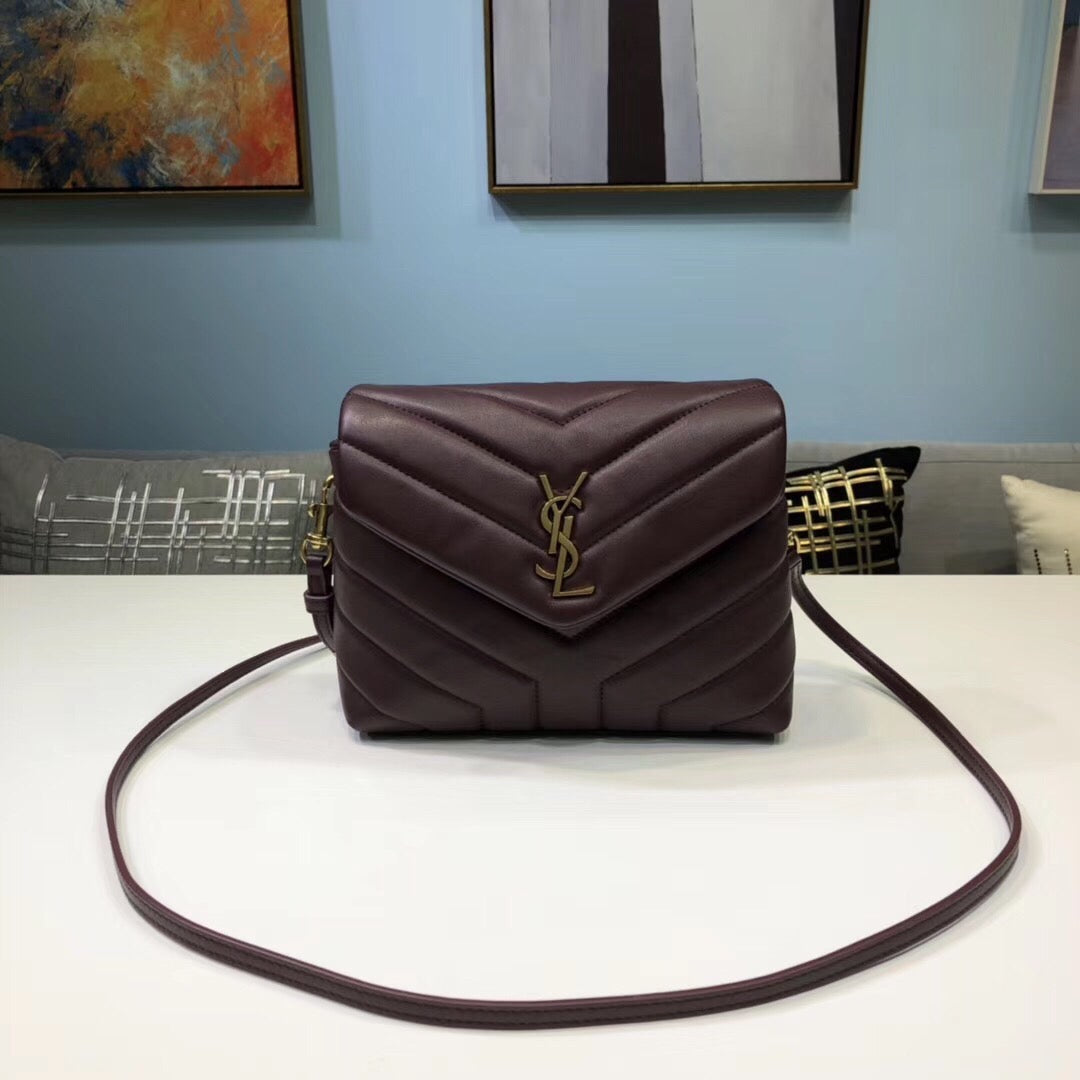 YSL Saint Laurent YSL Top Quality Loulou Shoulder Bag Burgundy Mini