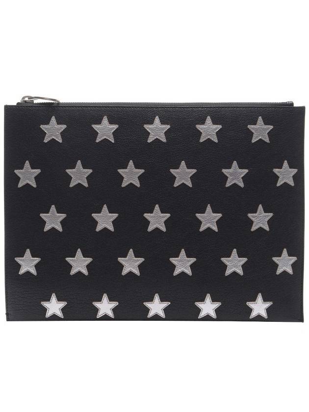 YSL Saint Laurent Saint Laurent Trending Star Patch Clutch Bag Leather Black