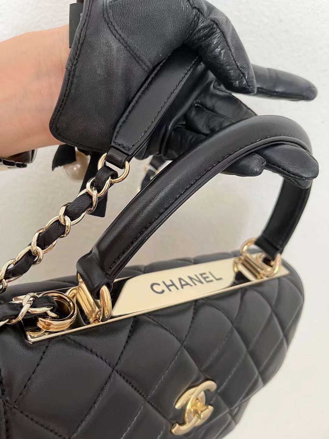CHL Classic Top Qualityap Toned Black Gold Flap Travel Bag