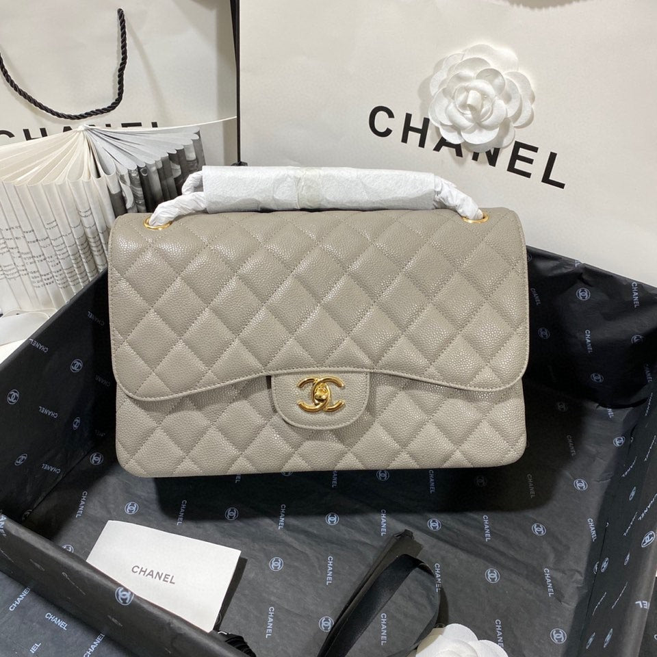 CHLLarge Classic Hardware , ’s Gold Grey Shoulder Bag