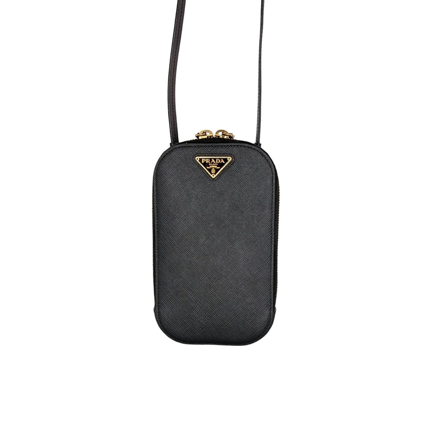 Prada Prada Black Saffiano Phone Crossbody Vertical Mini Bag Crossbody Bag