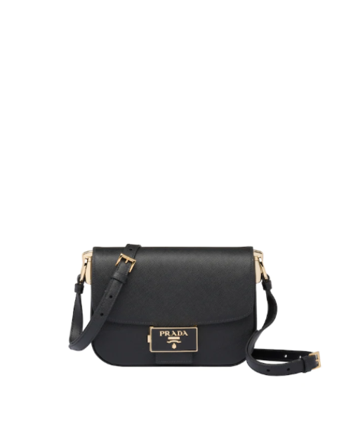 Prada Emblème Bag Leather Saffiano Black Travel Bag