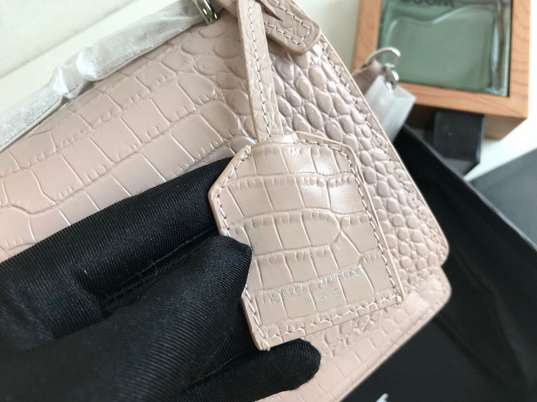 YSL Saint Laurent Sunset Light 8in 22cm Pink Medium Chain Handbag