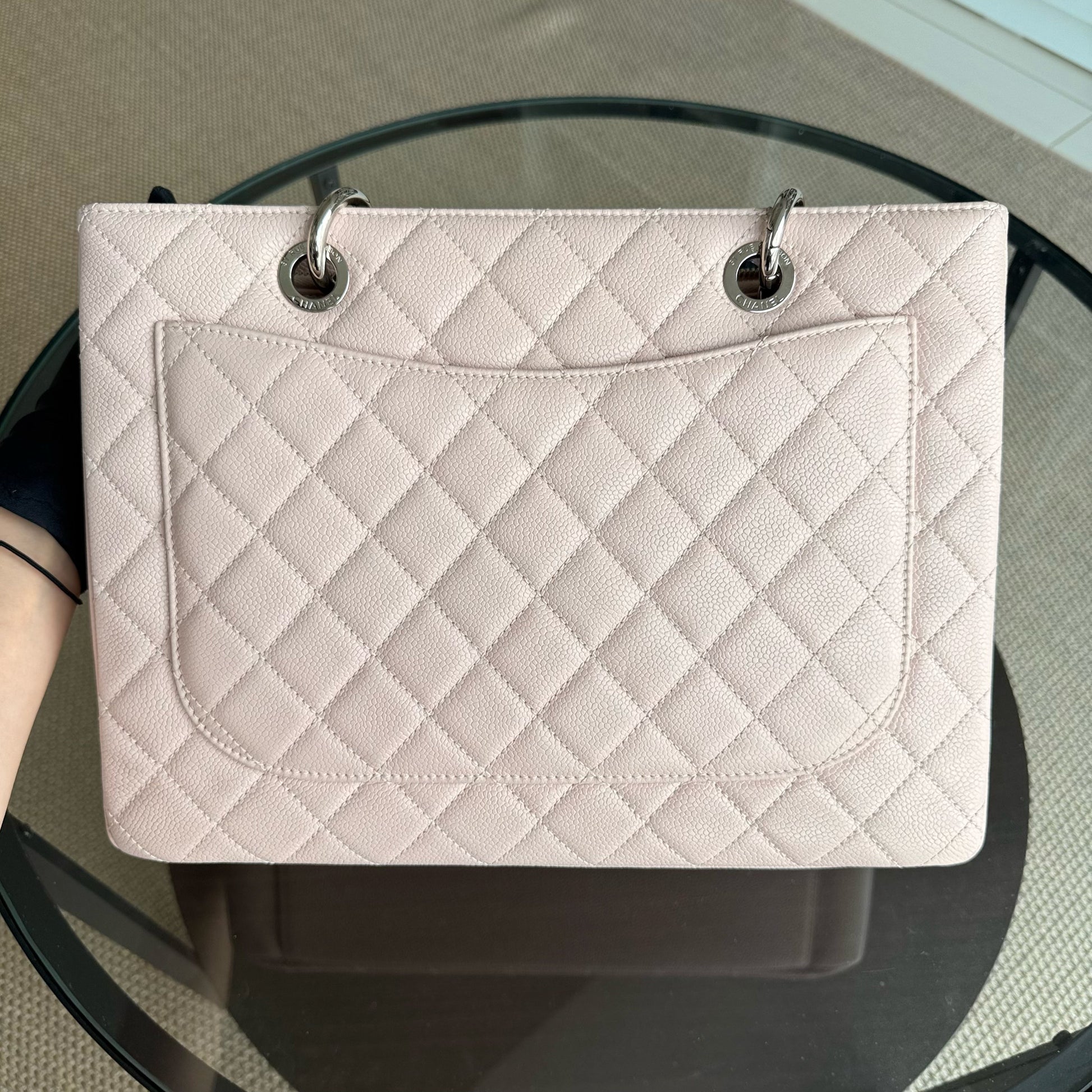 Chanel GST Grand Shopping Tote - Caviar Quilted Light Pink Silver Harwdare Series 18