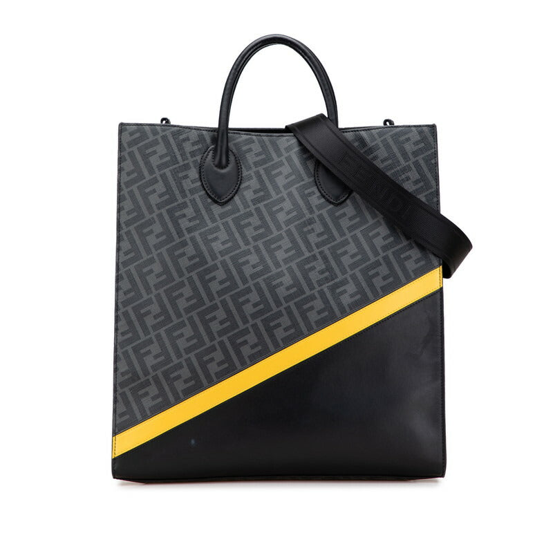 Fendi Zucca Pvc 2Way Bag Leather Travel Bag