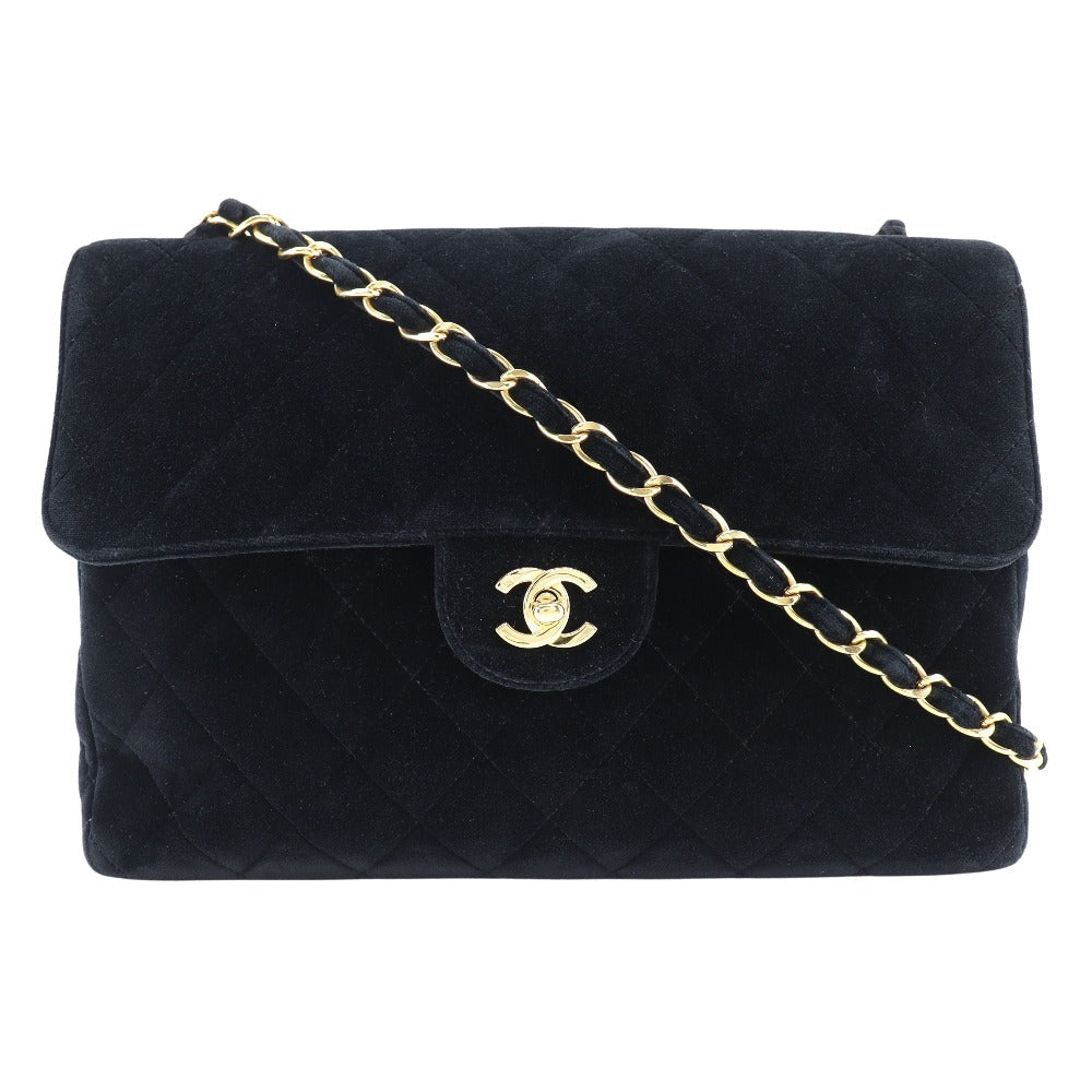 Chanel Velor Matrasse 30 ChainShoulder Black Shoulder Bag