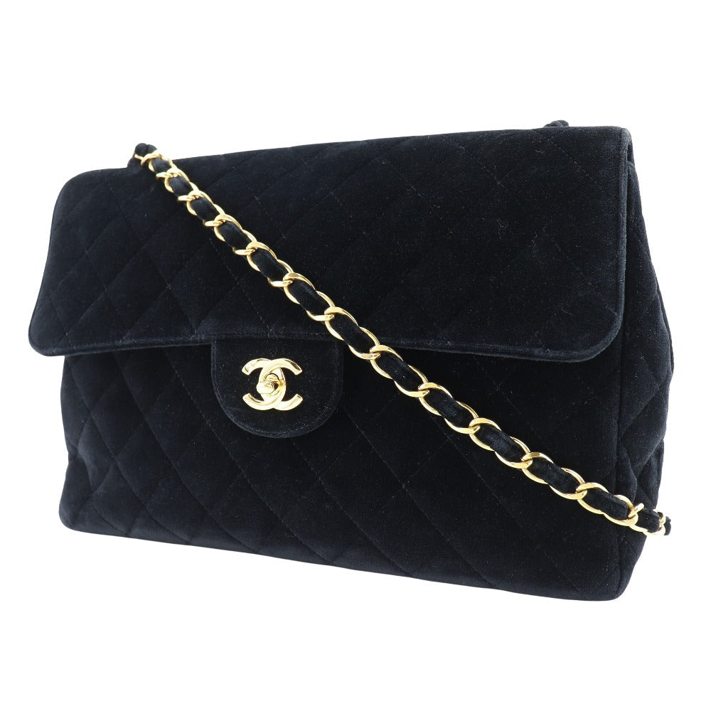 Chanel Velor Matrasse 30 ChainShoulder Black Shoulder Bag