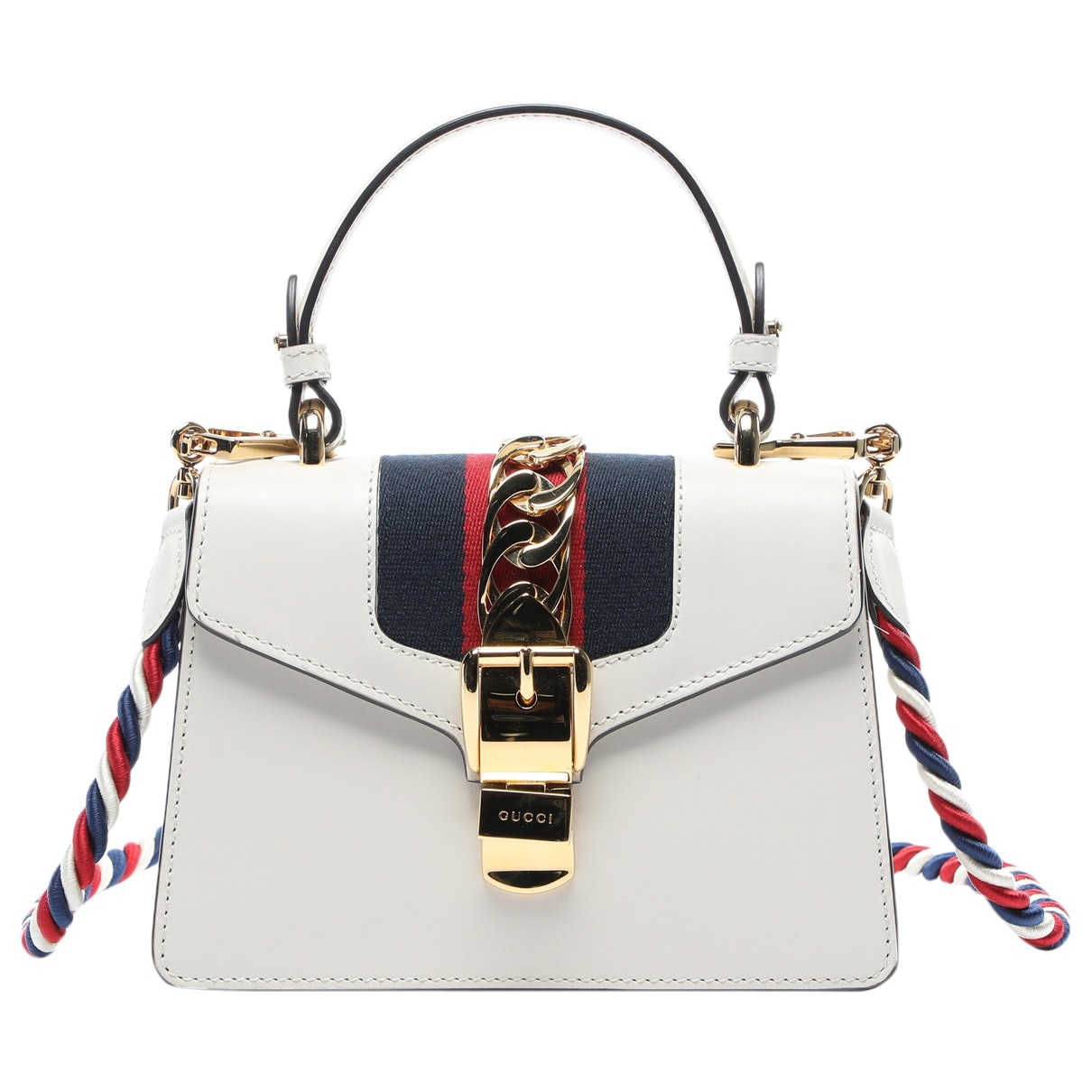 Gucci sylvie white leather handbag