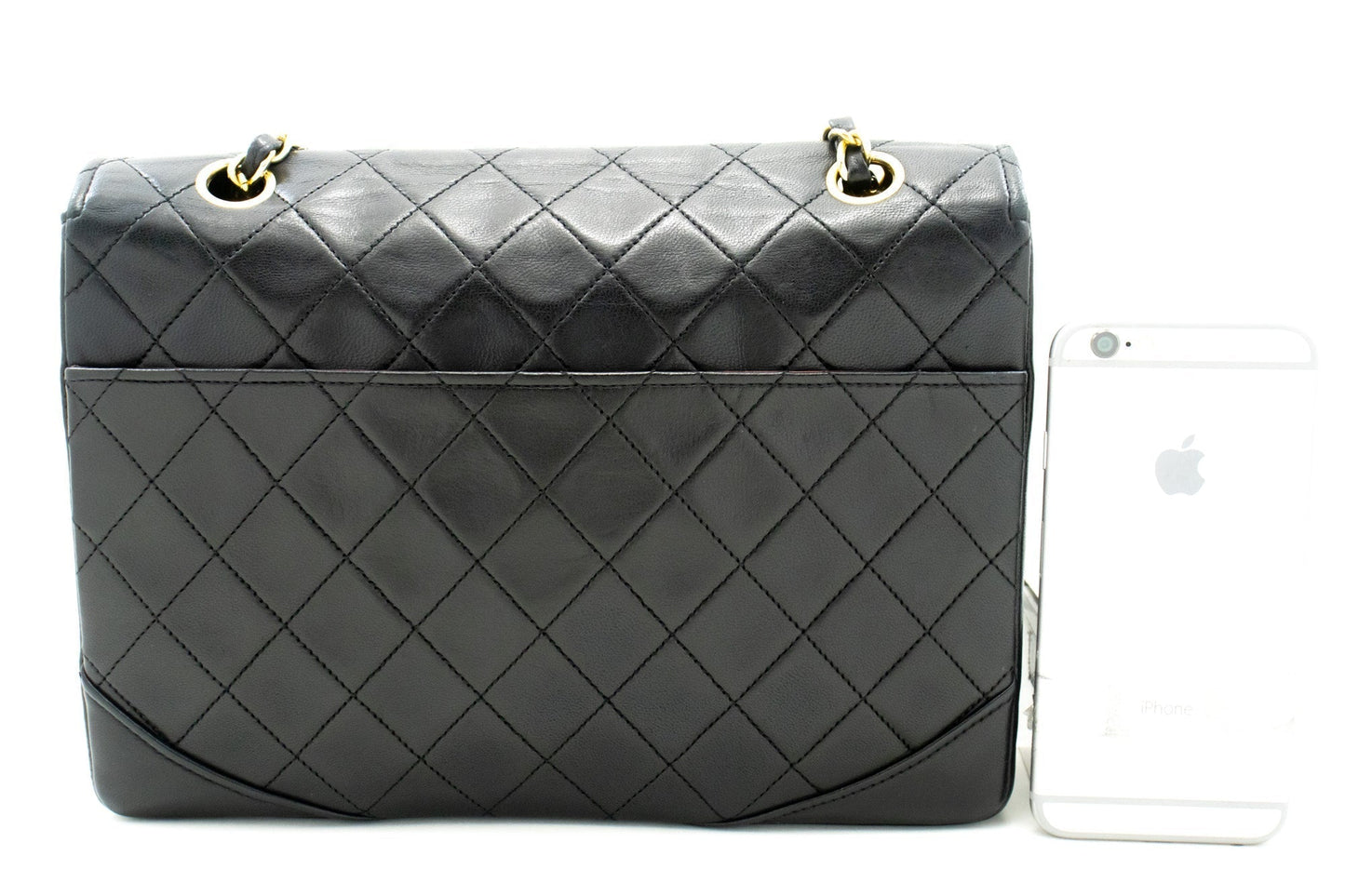 CHANEL Half Moon Chain Shoulder Bag Crossbody Black Quilted New
