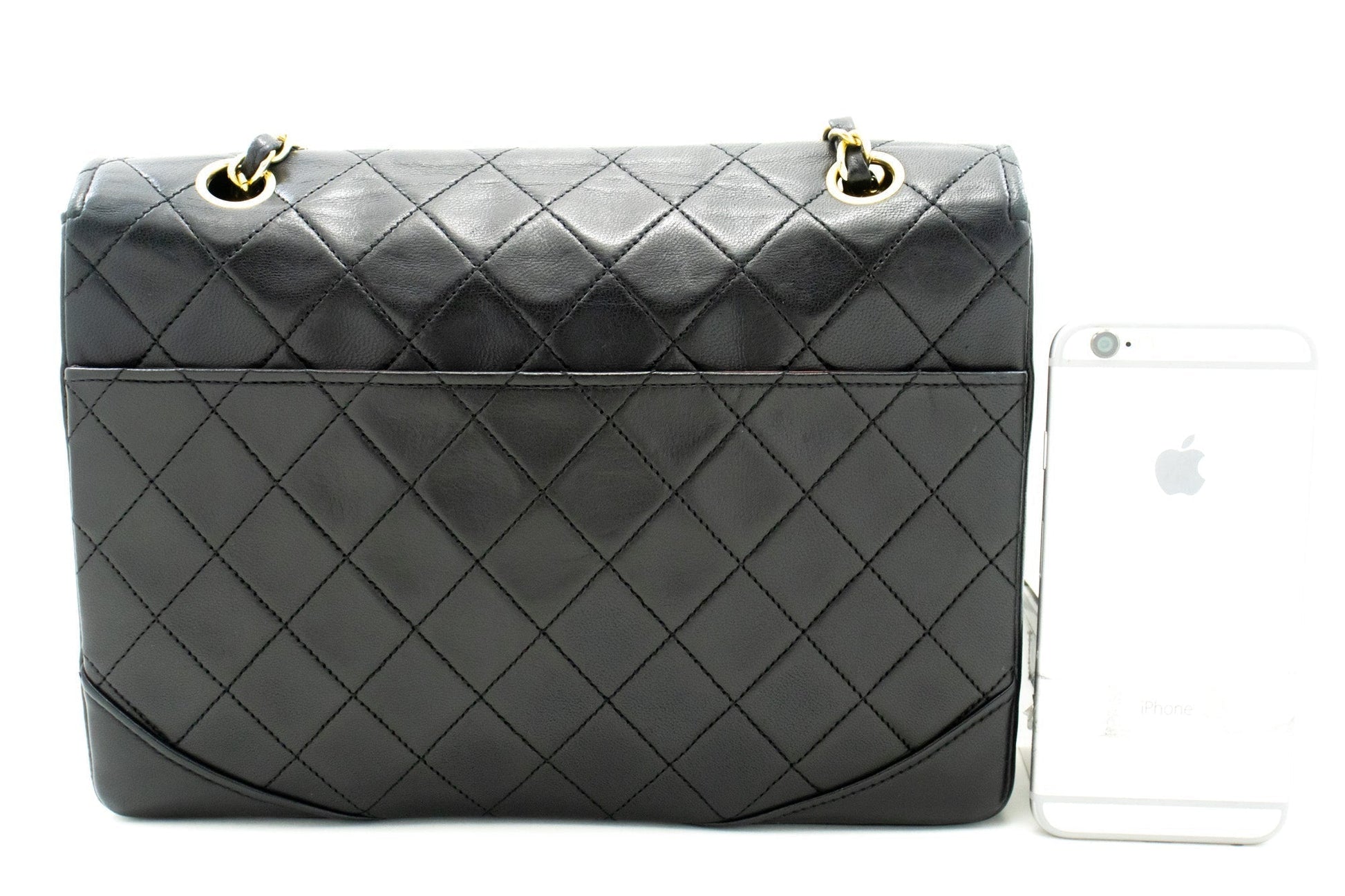 CHANEL Half Moon Chain Shoulder Bag Crossbody Black Quilted New
