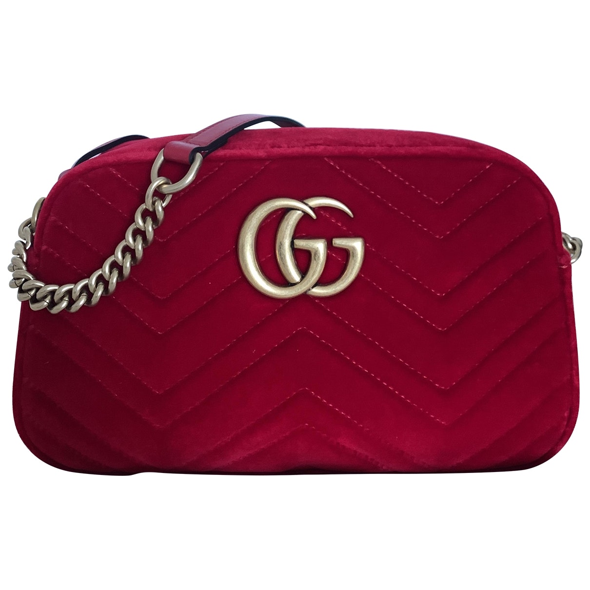 Gucci marmont red velvet handbag