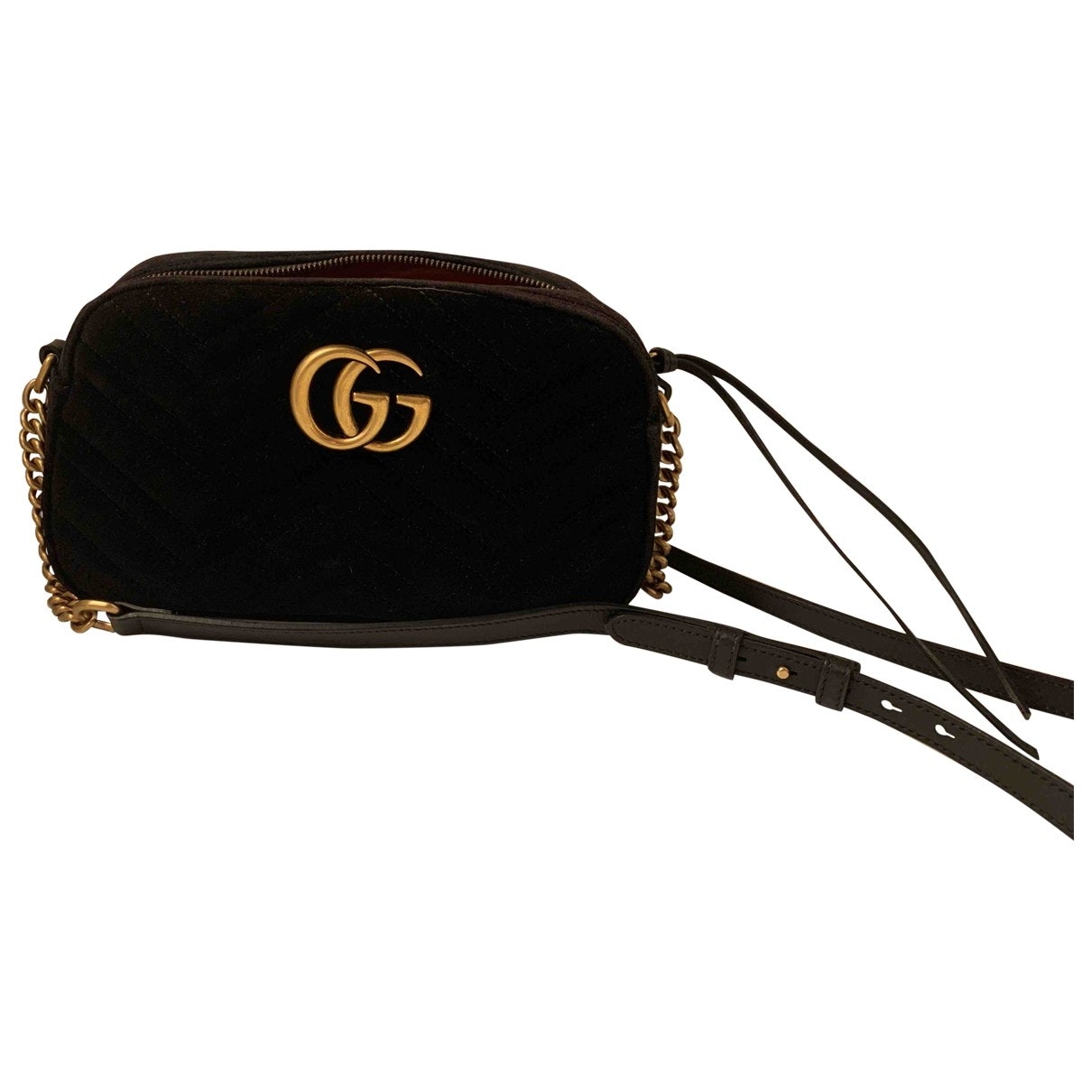 Gucci marmont black velvet handbag