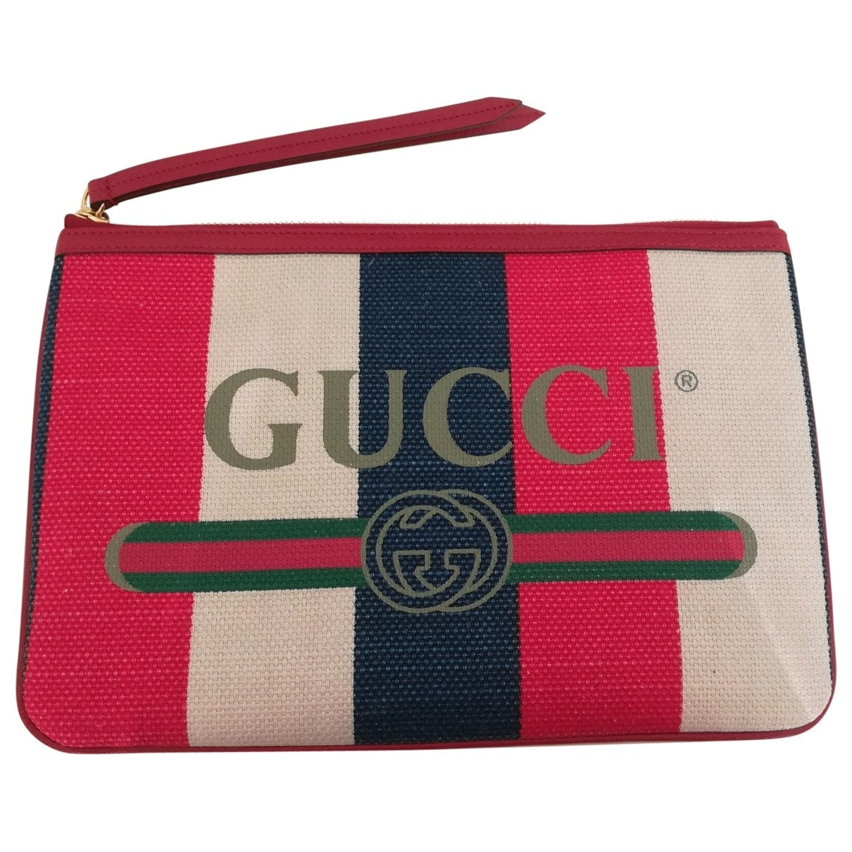 Gucci red linen clutch bag