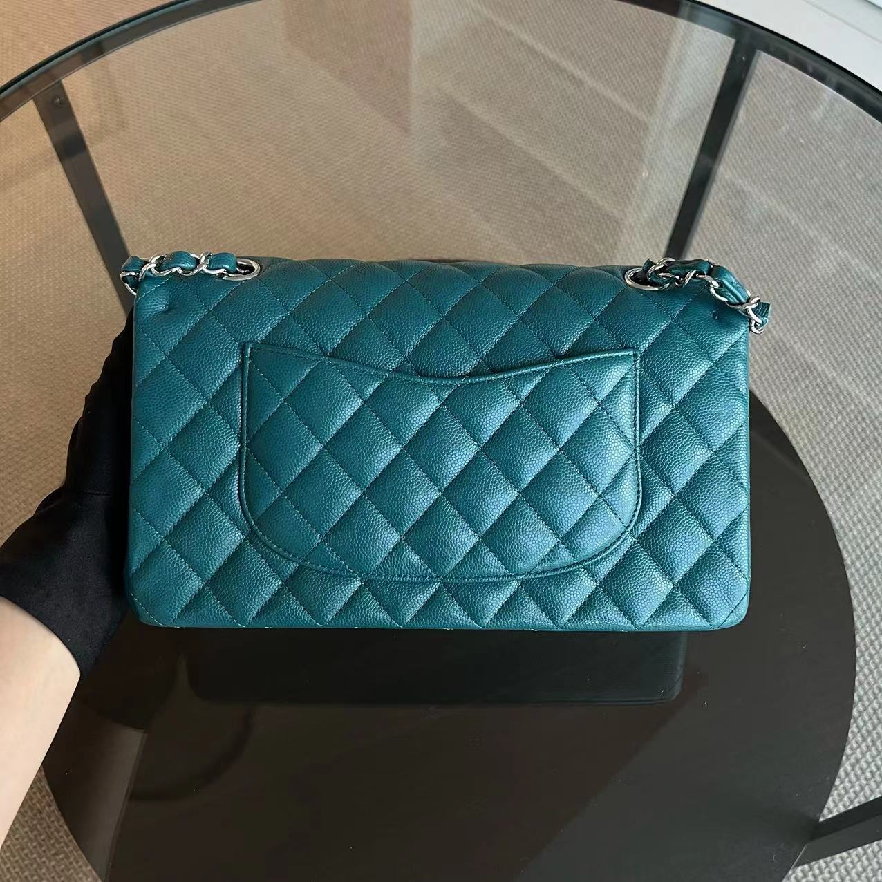 *Un* Chanel Classic Flap Medium - Caviar Quilted Calfskin Green Blue SHW No 26