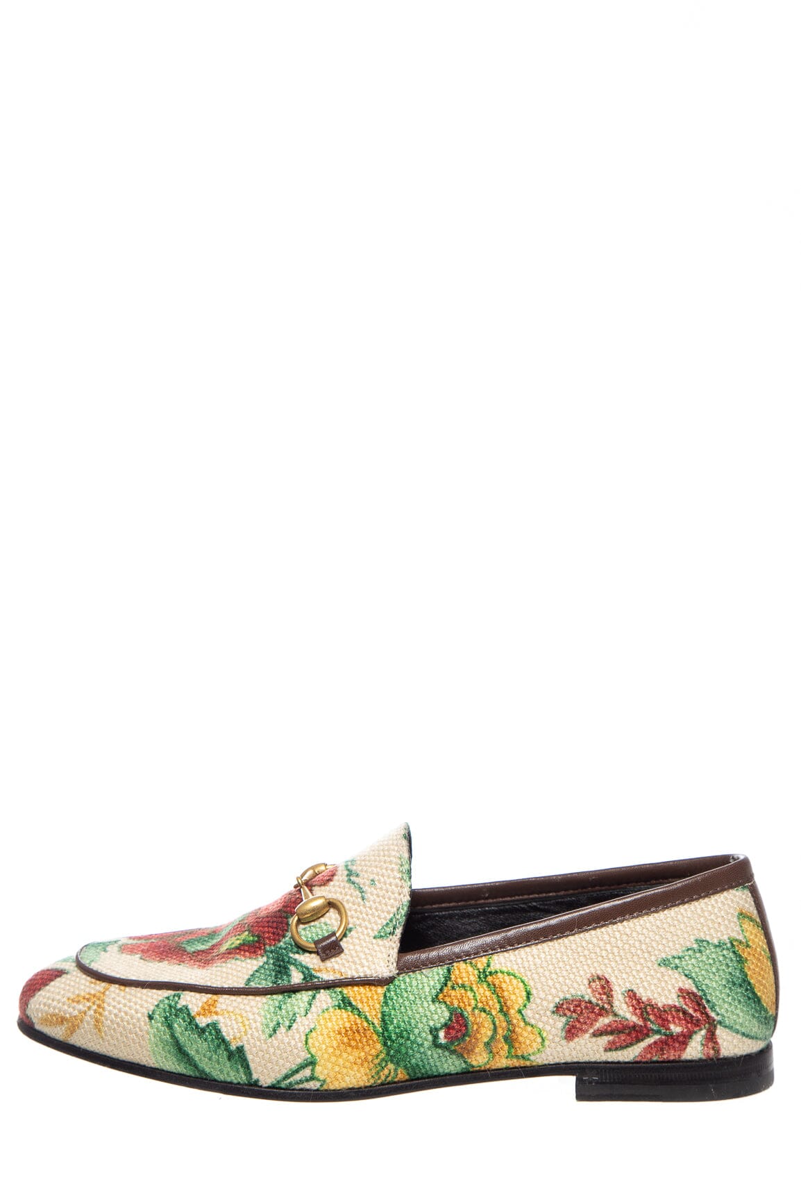 Gucci Cream Multi Floral Print Horsebit Loafers SZ 36