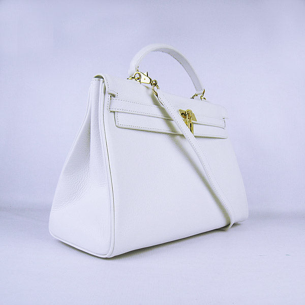 Hermes Luxury Kelly Cm Togo Handbag Golden Leather White Travel Bag