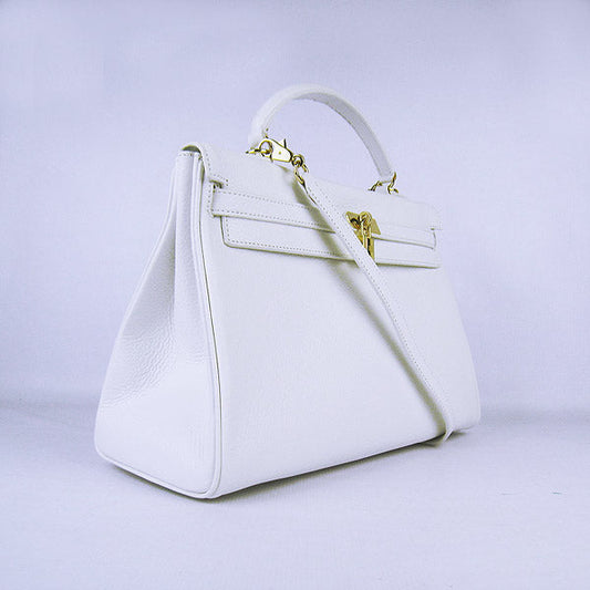 Hermes Luxury Kelly Cm Togo Handbag Golden Leather White Travel Bag
