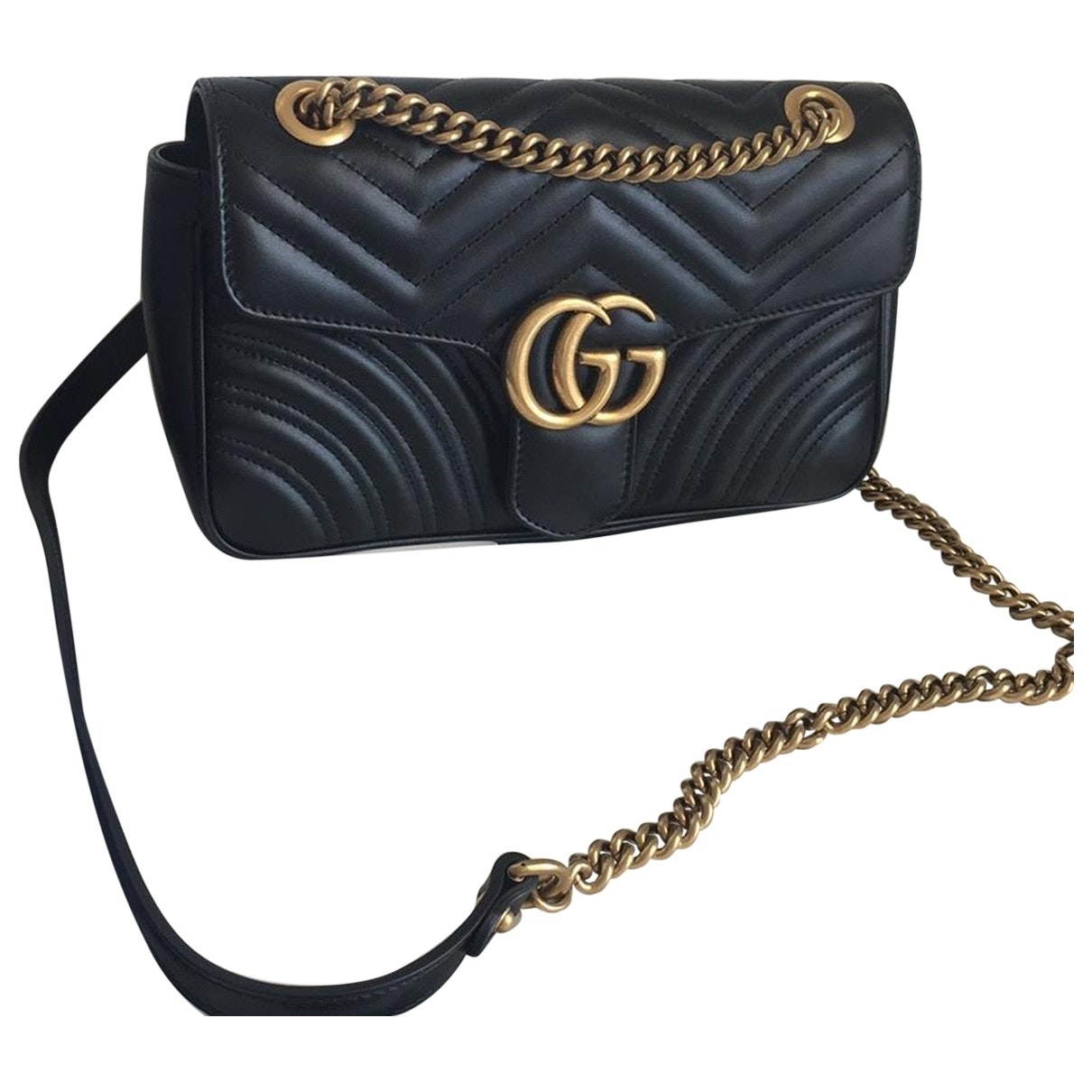 Gucci marmont black leather handbag